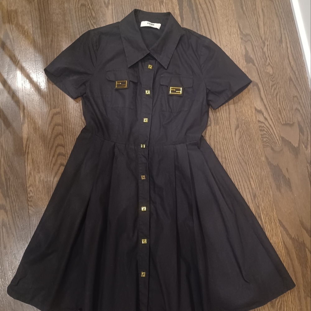 FENDI black pleated dress (Size M)